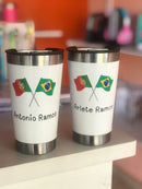 kit com 3 copos térmicos Pretos com personalização colorida