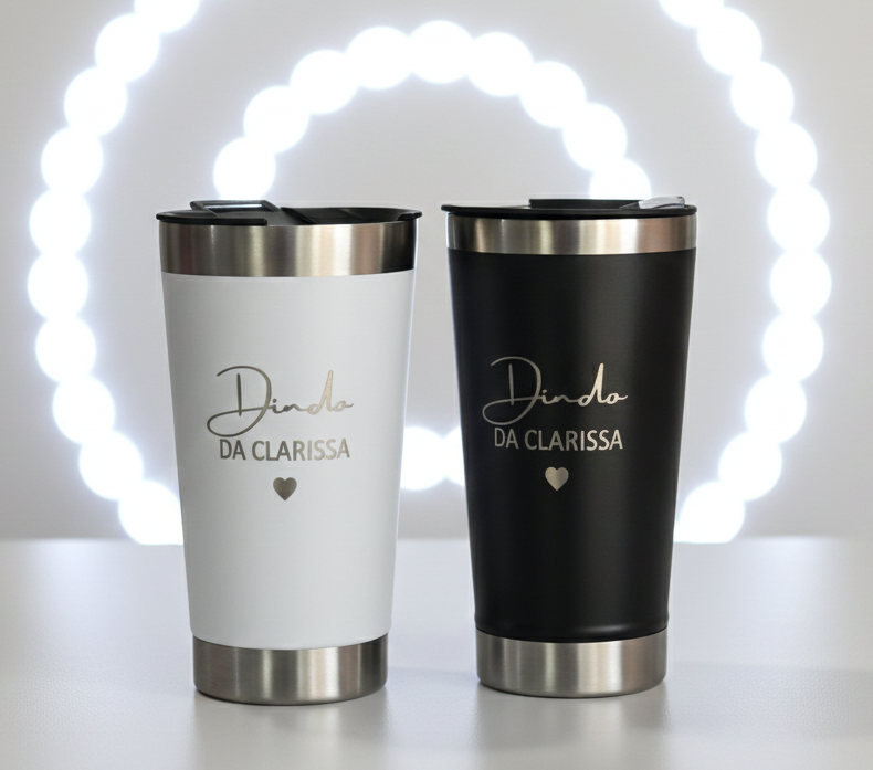 Copo 473ml Térmico com tampa e abridor Personalizado com Nome Logo e ou Desenho