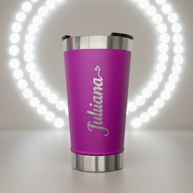 Copo 473ml Térmico com tampa e abridor Personalizado com Nome Logo e ou Desenho