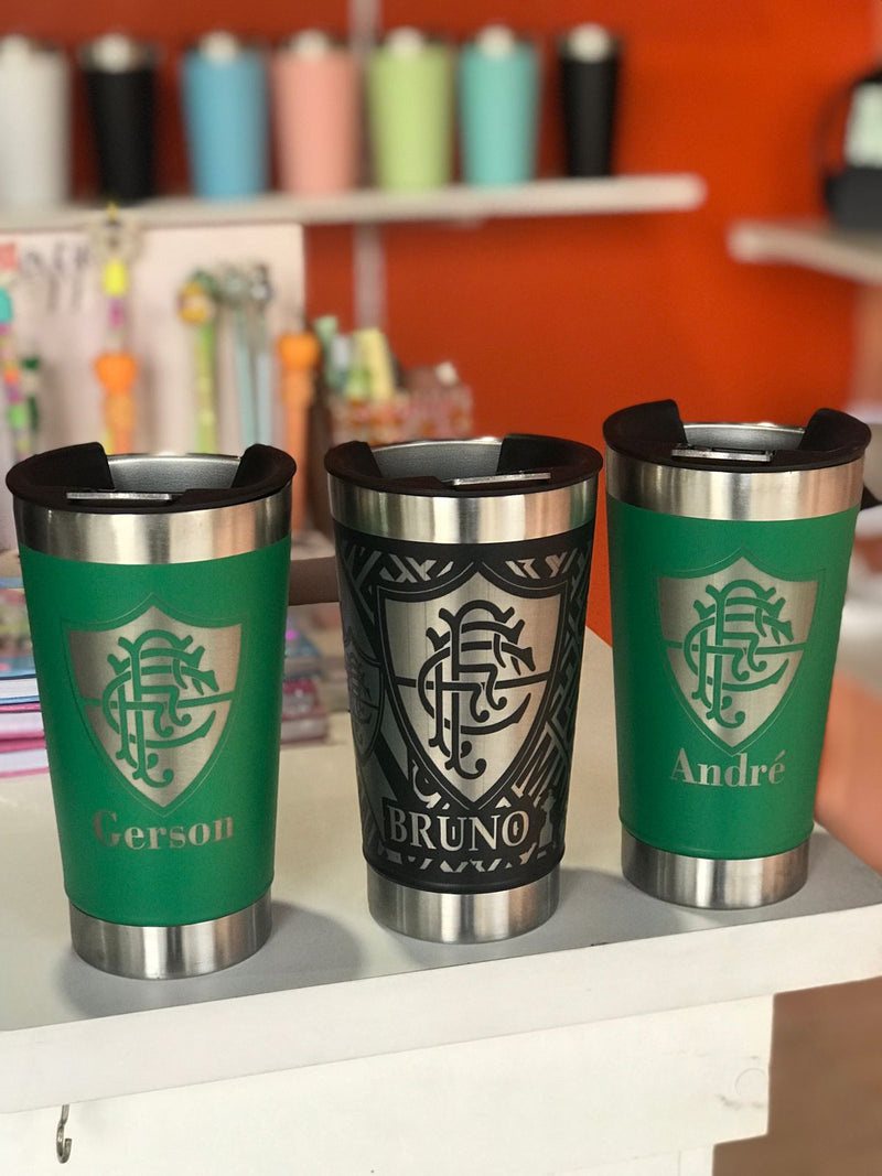 Copo 473ml Térmico com tampa e abridor Personalizado com Nome Logo e ou Desenho