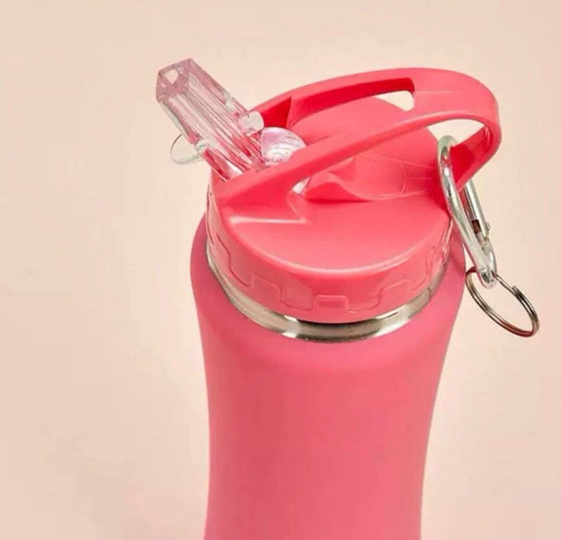 Garrafa Térmica Emborrachada Personalizada 500ml com Mosquetão