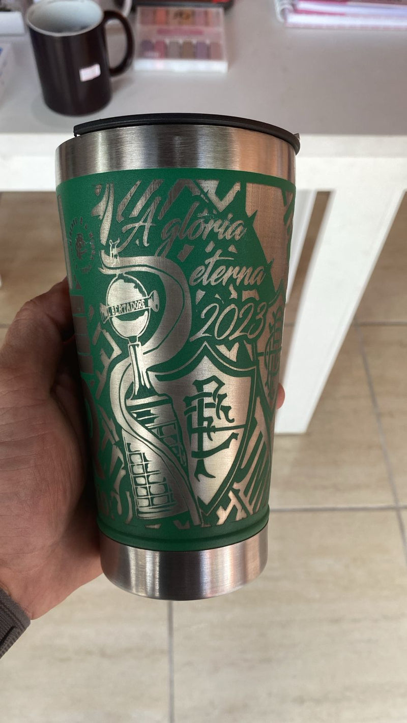 Copo Térmico 473ml com Tampa e Abridor Personalizado a Laser 360º