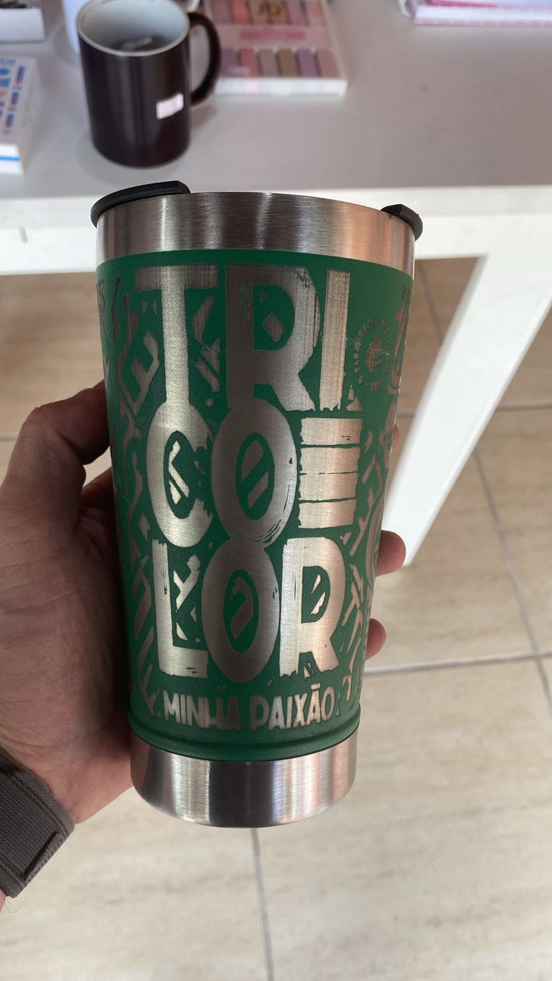 Copo Térmico 473ml com Tampa e Abridor Personalizado a Laser 360º