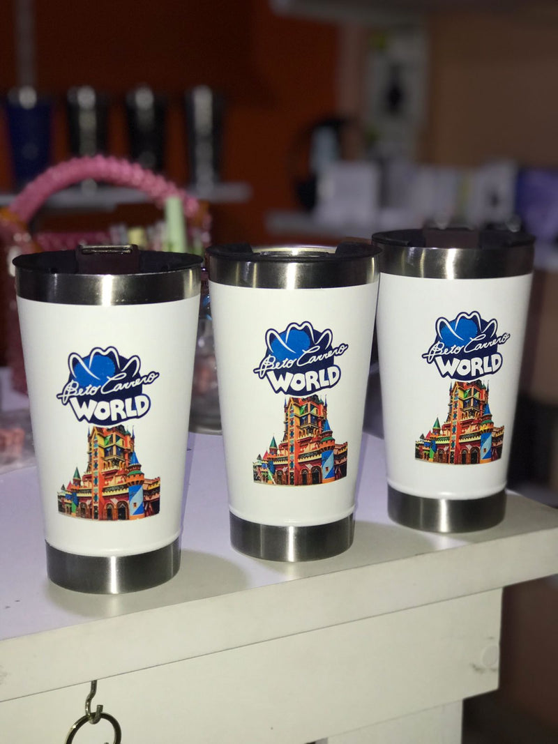 kit com 3 copos térmicos Pretos com personalização colorida