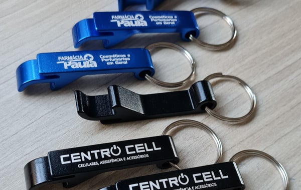 Kit Chaveiros Personalizados com Nome Logo ou Empresa – Abridor de Garrafa e Latinha Alumínio