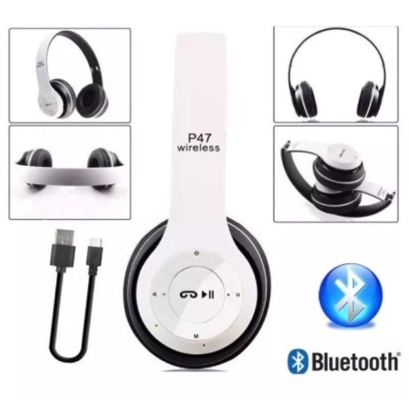 Fone de Ouvido P47 Bluetooth 5.0 Sem Fio Estéreo com Redução de Ruídos